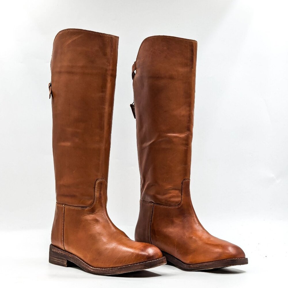 Free People Women Cognac Leather Riding Equestrian Strap Boots 6.5US EUR 37.5 - Picture 1 of 10
